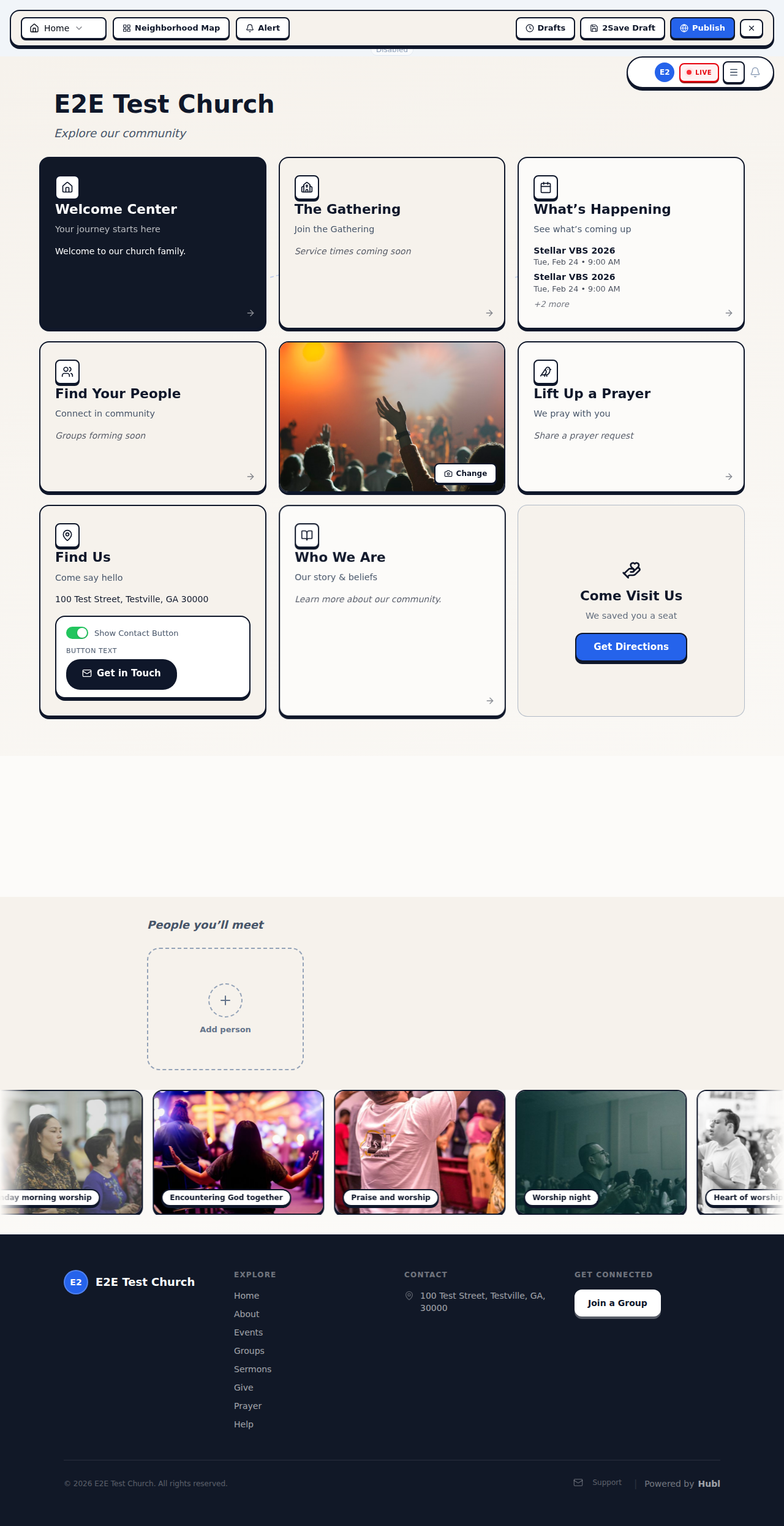 Neighborhood Map design — grid of browsable areas with icons